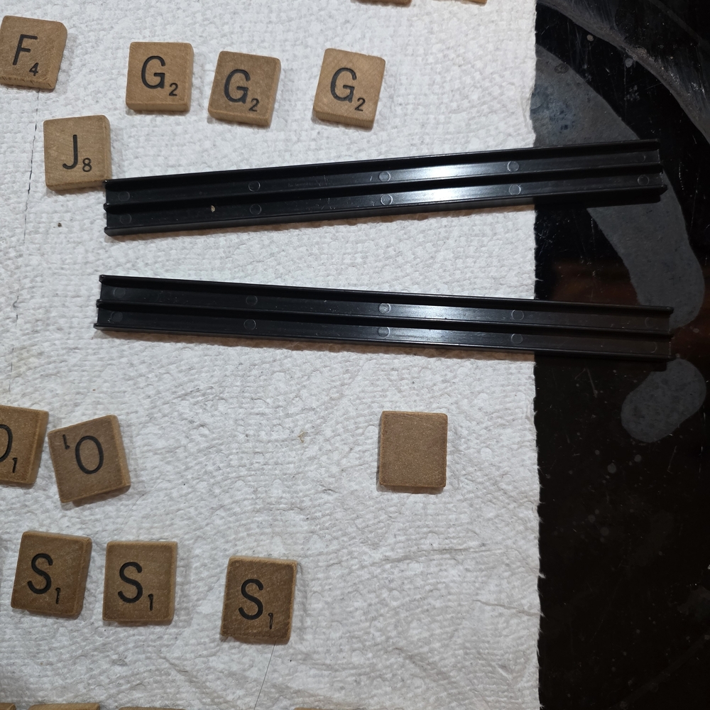 Scrabble Crossword Game - Brown Tile Set with Beige Board - Picture 4 of 8